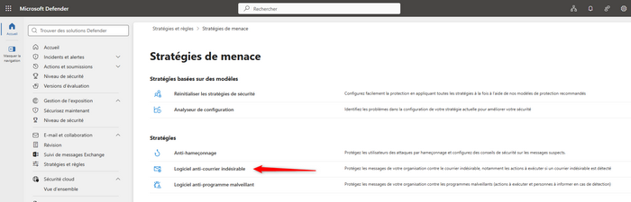 Stratégies de menace - Logiciel anti-courrier indésirable